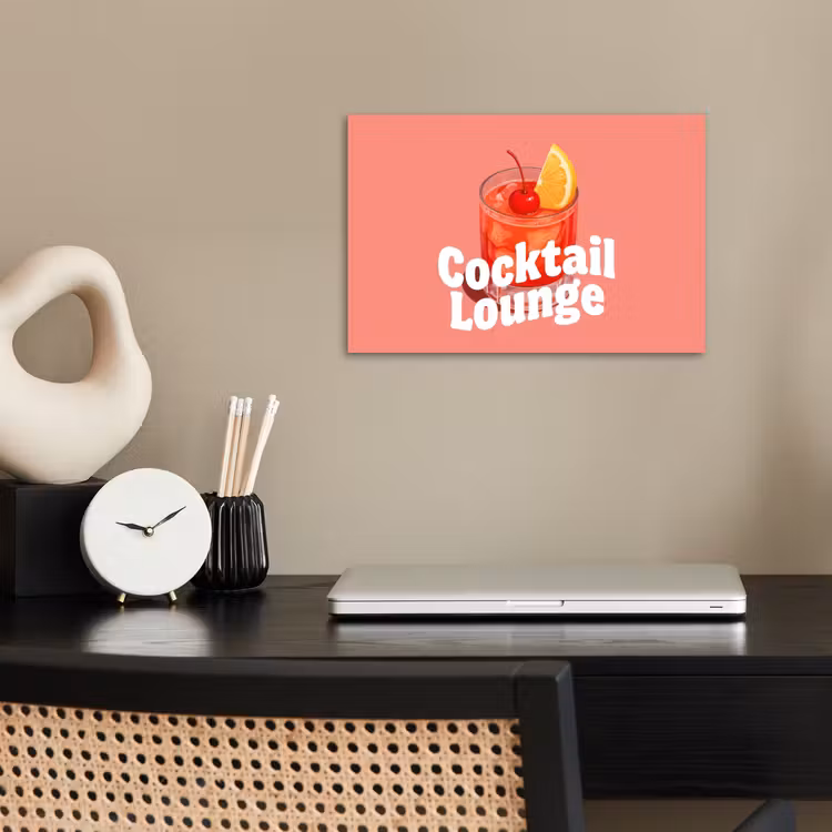 Cocktail Lounge - Glas - Koraal poster papier klein -sfeer1