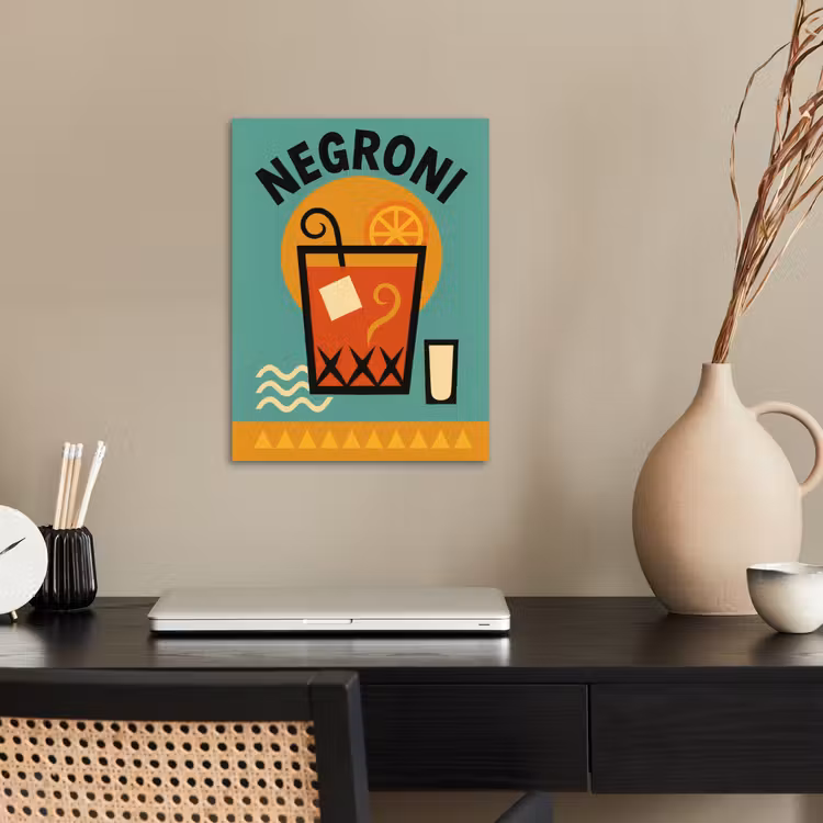 Cocktail - Negroni - Art - Sinaasappel poster papier klein -sfeer1