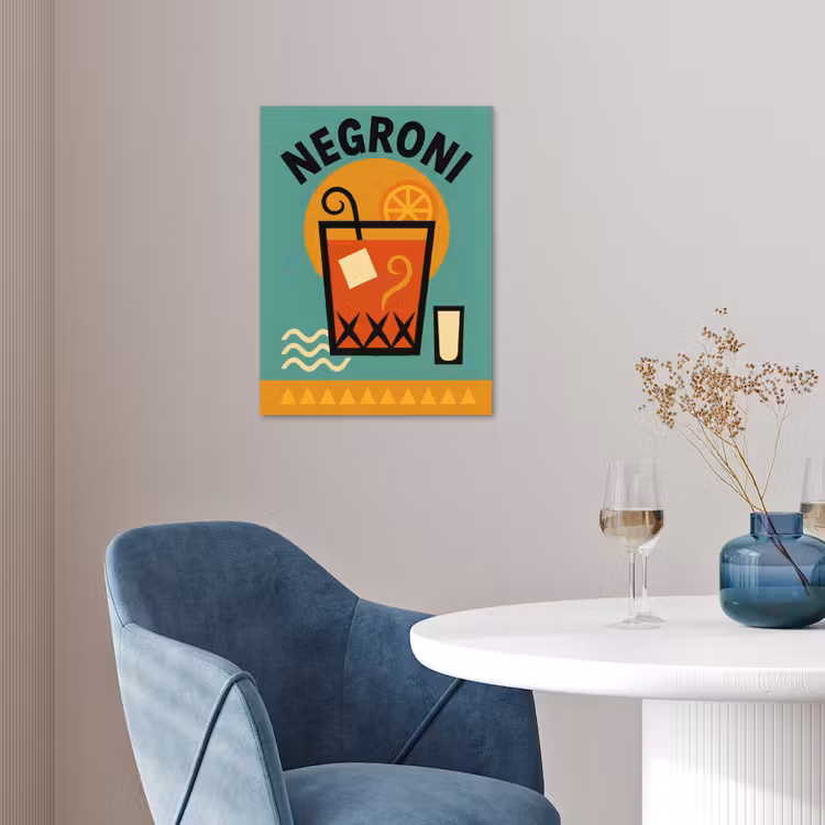 Cocktail - Negroni - Art - Sinaasappel poster papier klein -sfeer3