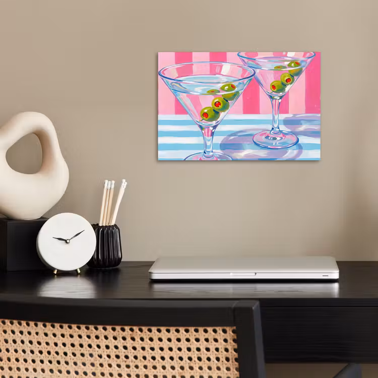 Cocktail - Olijven - Kunst - Modern - Roze poster papier klein -sfeer1