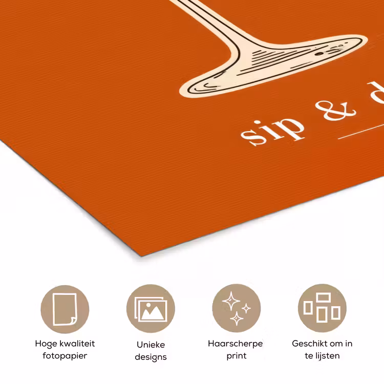 Cocktail - Oranje - Zomer - Quote poster papier klein -closeup_NL