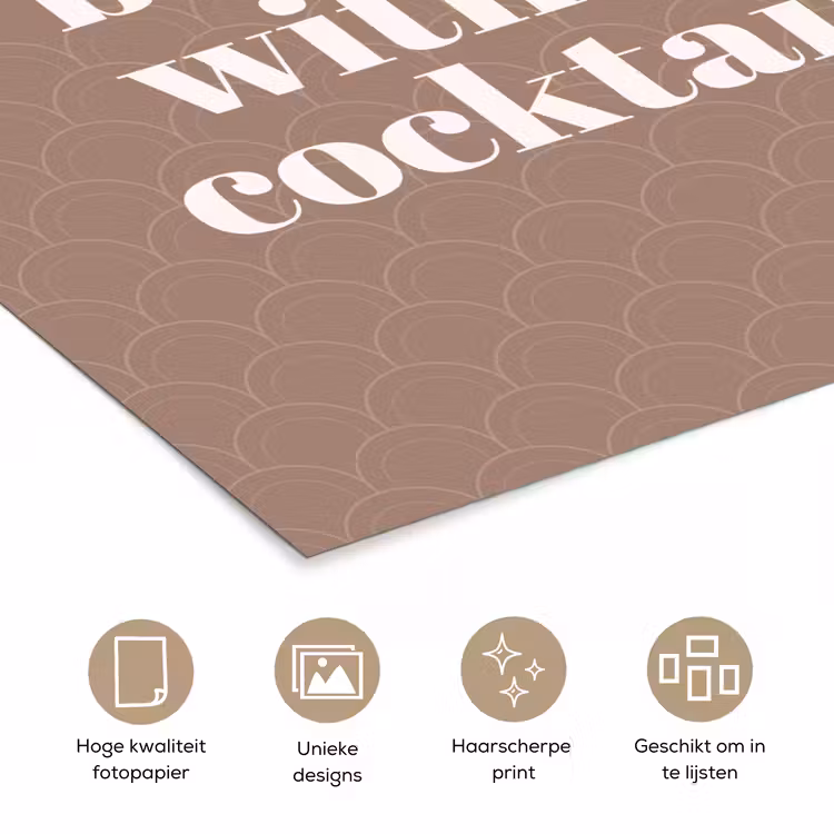 Cocktail - Tekst - Patroon - Wit poster papier klein -closeup_NL