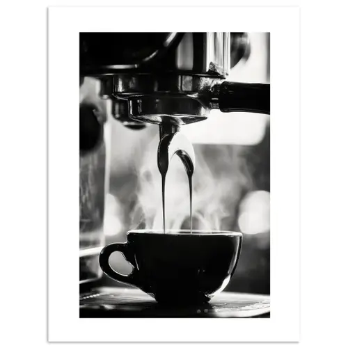 Coffee - Espresso - Koffiemachine - Kop poster papier klein -3d