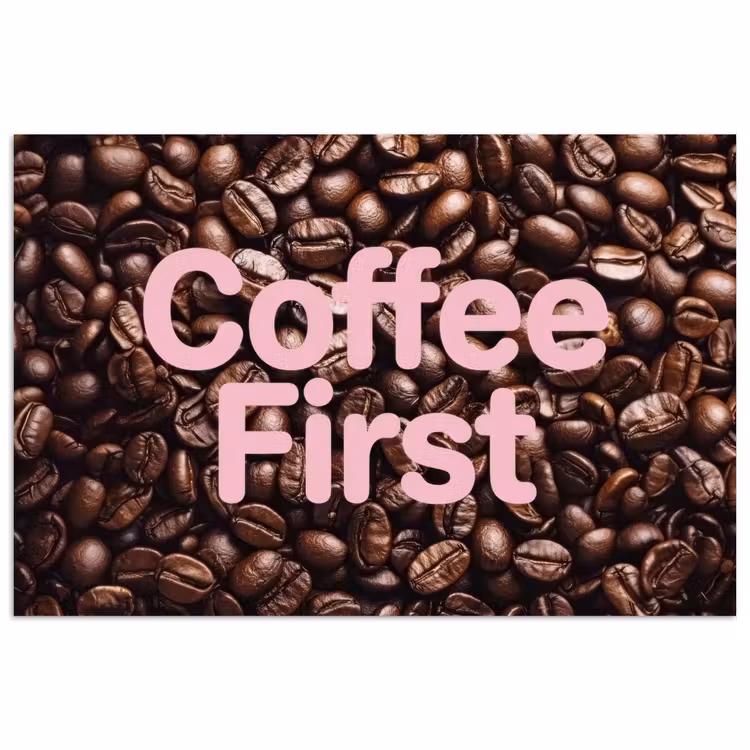 Coffee First - Koffiebonen - Roze poster papier klein -3d