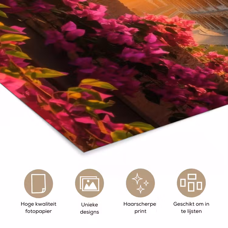 Colosseum - Rome - Roze Bloemen poster papier klein -closeup_NL
