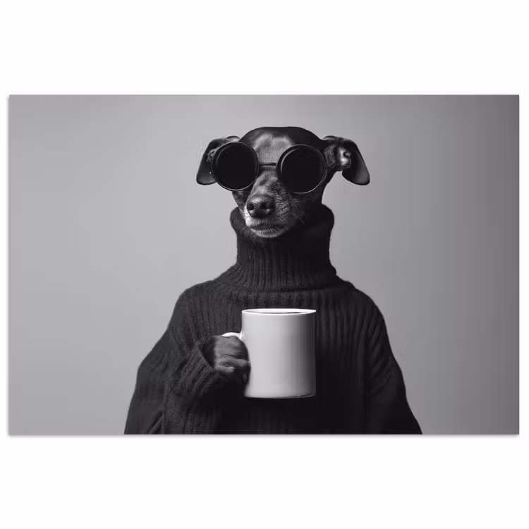 Coltrui - Hond - Bril - Mok poster papier klein -3d