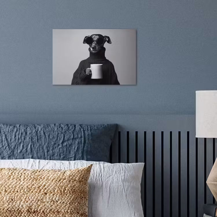 Coltrui - Hond - Bril - Mok poster papier klein -sfeer2