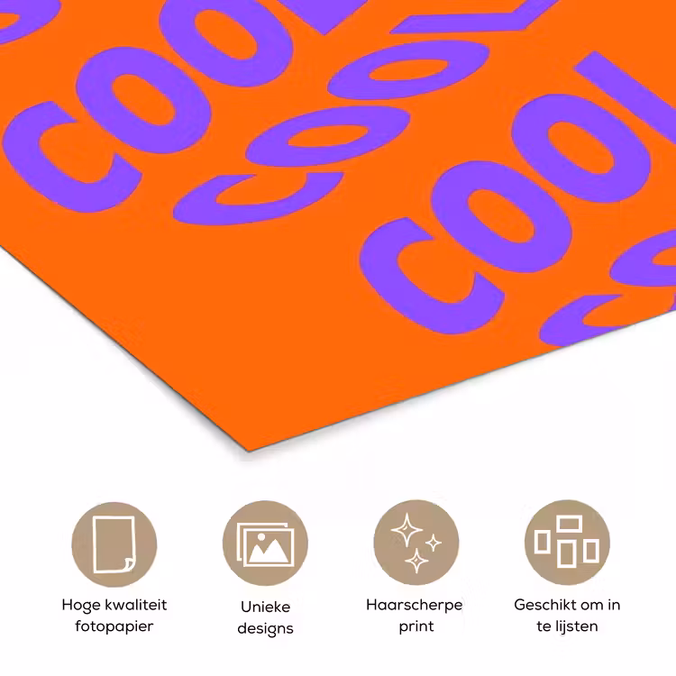 Cool - Paars - Oranje poster papier klein -closeup_NL