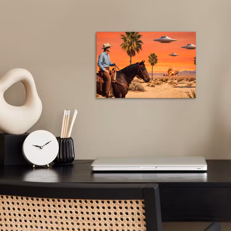 Poster - Cowboy - Paard - Woestijn - Cowboy - Paard - Woestijn poster papier klein