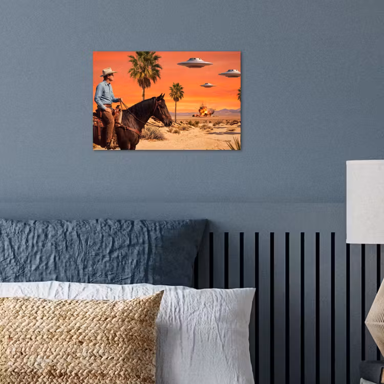 Poster - Cowboy - Paard - Woestijn - Cowboy - Paard - Woestijn poster papier klein