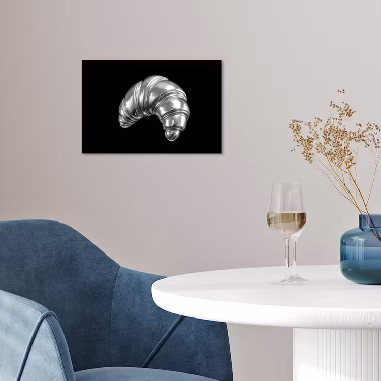Croissant - Metaal - Zilver poster papier klein -sfeer3