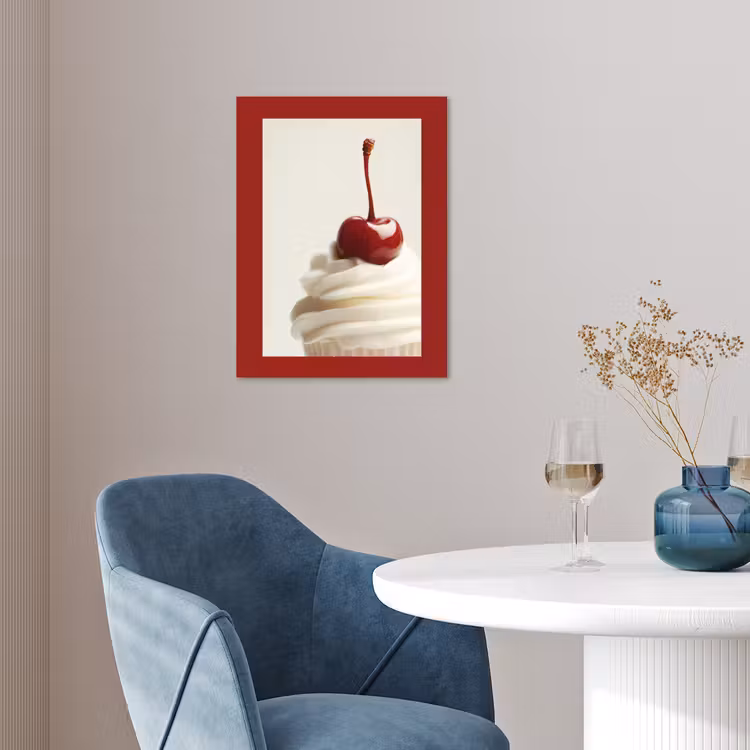 Cupcake - Kers - Rood poster papier klein -sfeer3