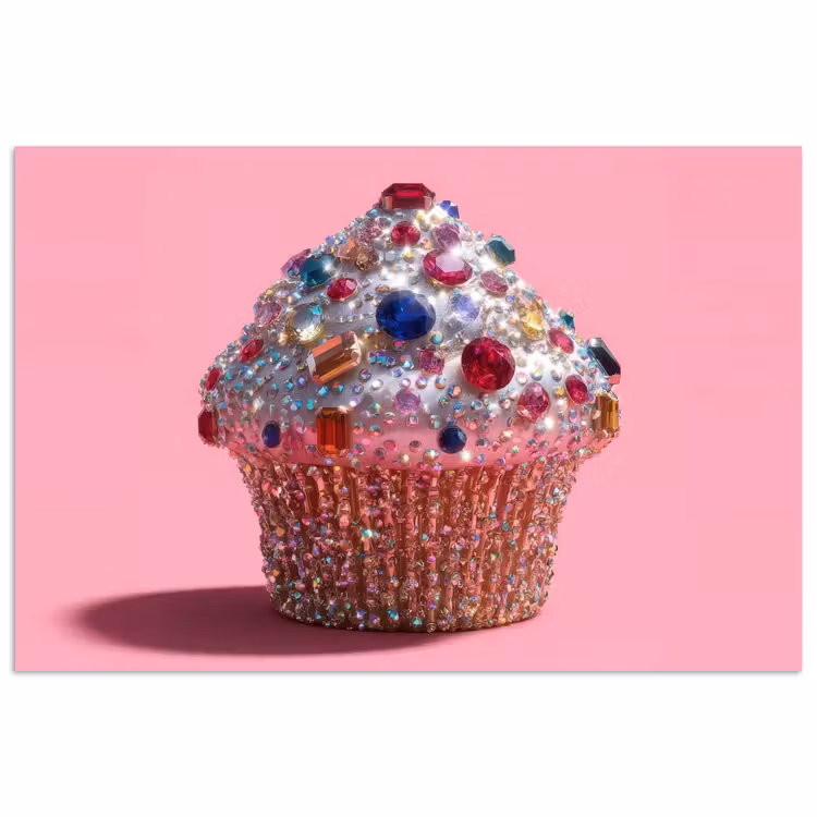 Cupcake - Kleurrijk - Edelstenen poster papier klein -3d