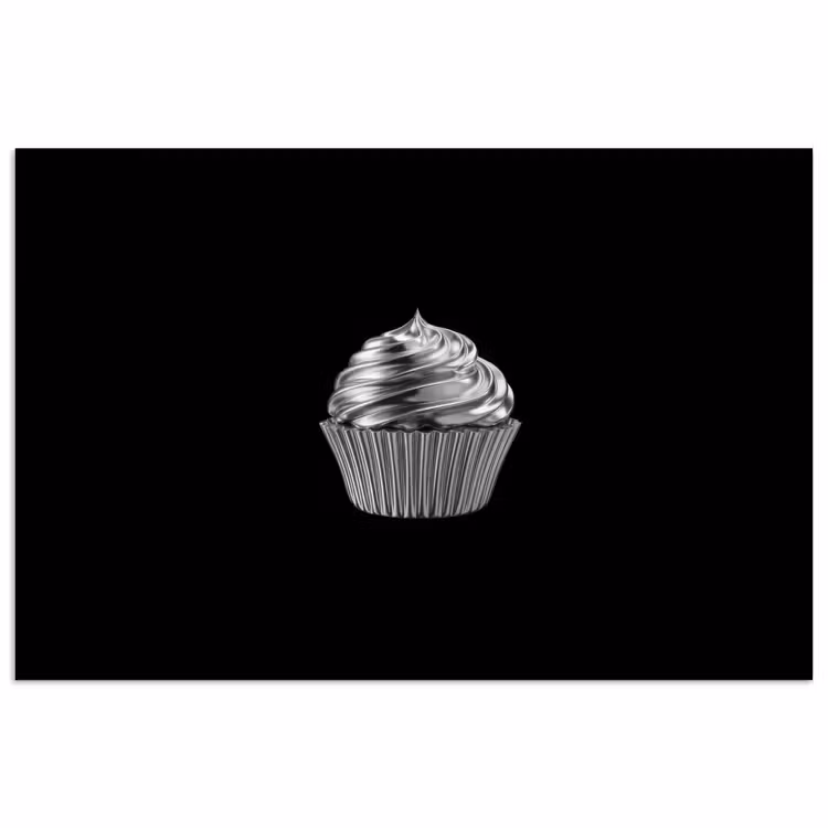 Cupcake - Luxueus - Zilver poster papier klein -3d