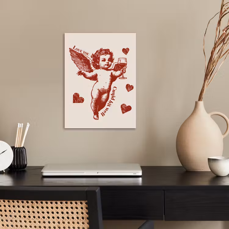 Cupido - Hartjes - Rood - Klassiek poster papier klein -sfeer1