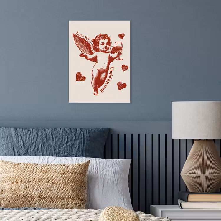 Cupido - Hartjes - Rood - Klassiek poster papier klein -sfeer2