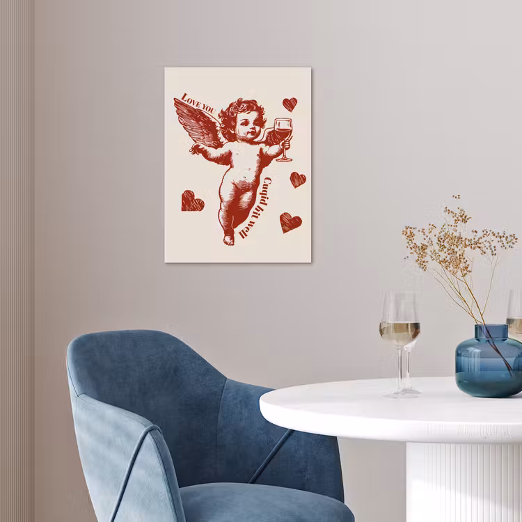 Cupido - Hartjes - Rood - Klassiek poster papier klein -sfeer3