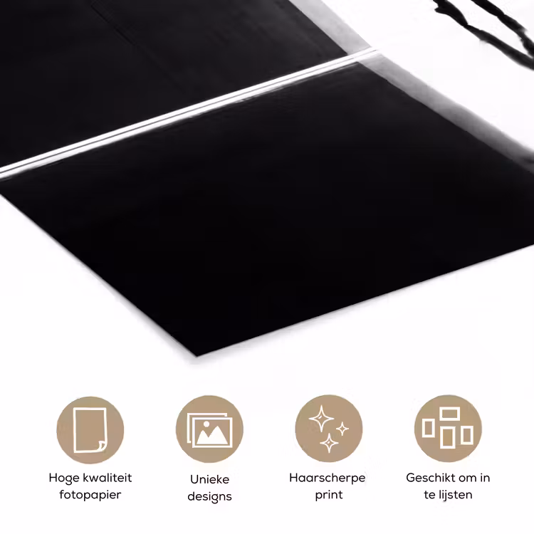 Danser - Silhouette - Kunst - Modern - Zwart-wit poster papier klein -closeup_NL