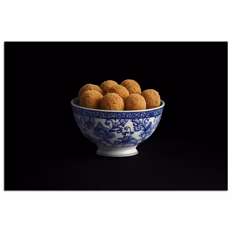 Delfts blauw - Bitterballen - Holland - Schaal poster papier klein -3d