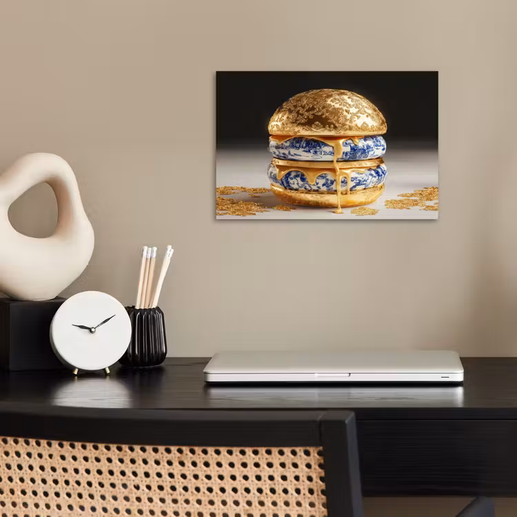 Delftsblauw - Goud - Burger poster papier klein -sfeer1