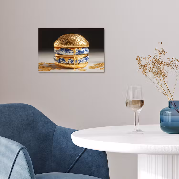 Delftsblauw - Goud - Burger poster papier klein -sfeer3