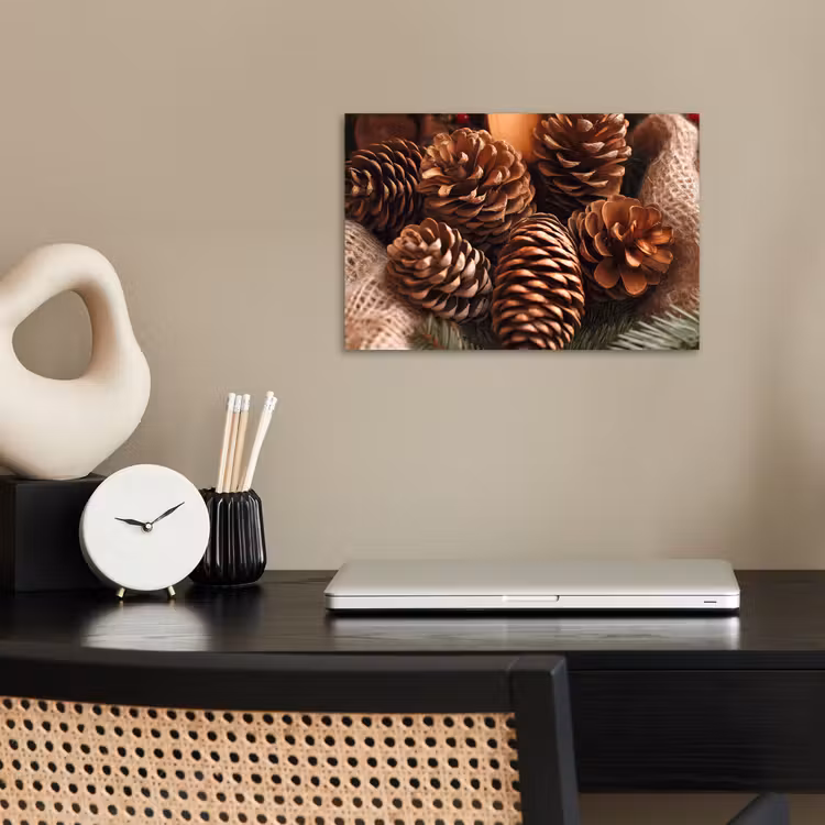 Dennenappels - Boom - Winter - Natuur - Bruin poster papier klein -sfeer1
