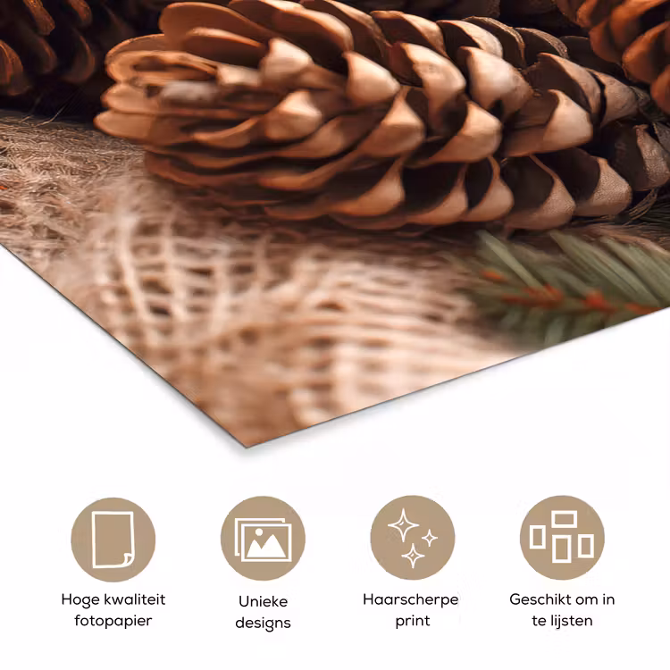 Dennenappels - Boom - Winter - Natuur - Bruin poster papier klein -closeup_NL