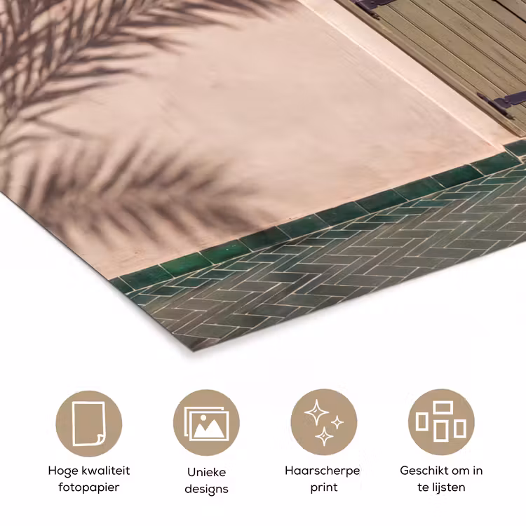 Deur - Hout - Architectuur - Groen - Rustiek poster papier klein -closeup_NL