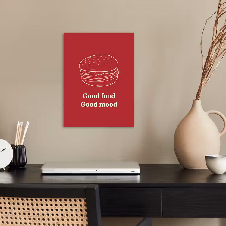 Dieprood - Lijntekening - Tekst - Hamburger poster papier klein -sfeer1