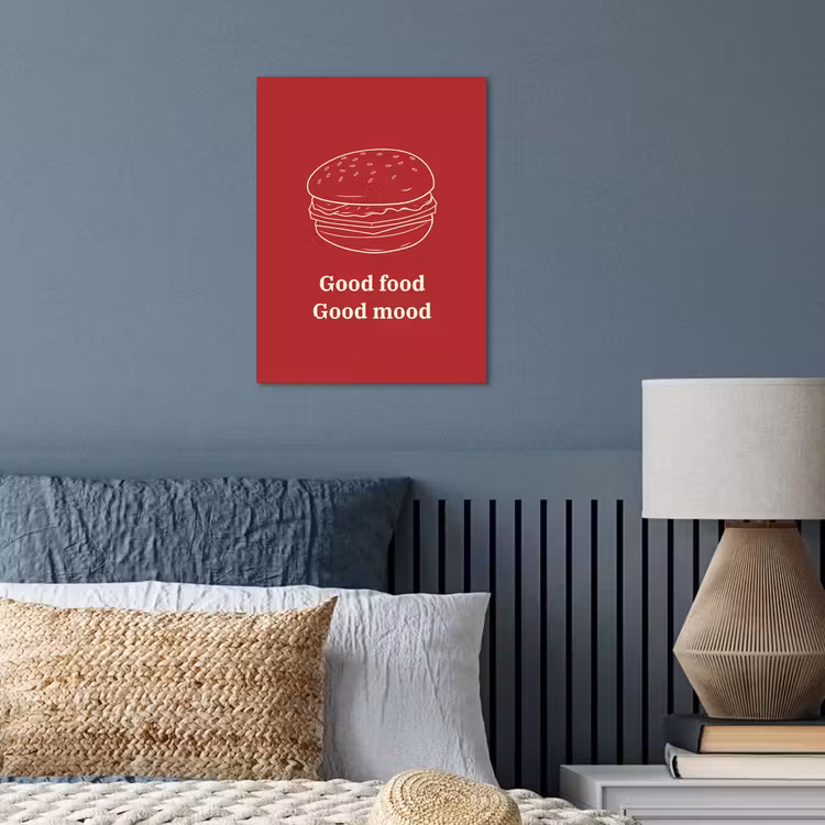 Dieprood - Lijntekening - Tekst - Hamburger poster papier klein -sfeer2