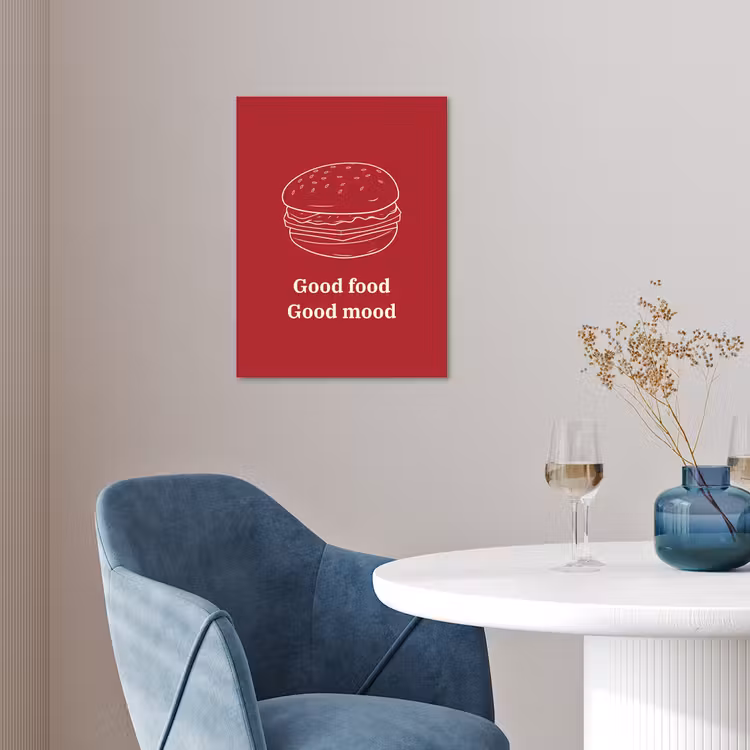 Dieprood - Lijntekening - Tekst - Hamburger poster papier klein -sfeer3