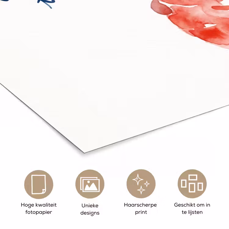 Dier - Dans - Liefde - Waterverf - Rood poster papier klein -closeup_NL