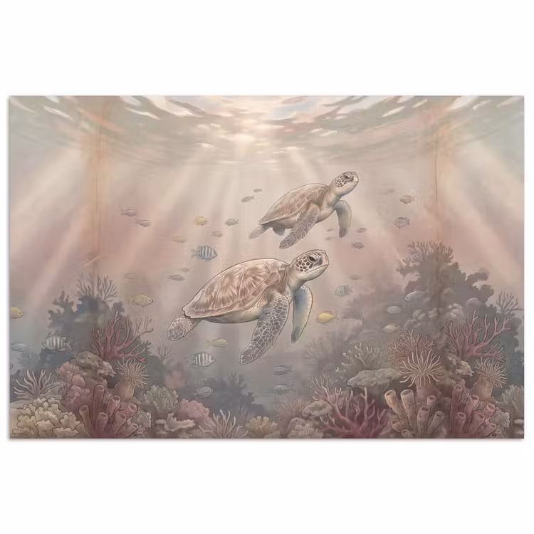 Dier - Onderwater - Oceaan - Illustratie - Zeeleven poster papier klein -3d