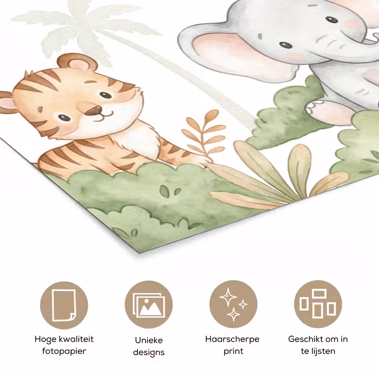 Dieren - Jungle - Pastel poster papier klein -closeup_NL