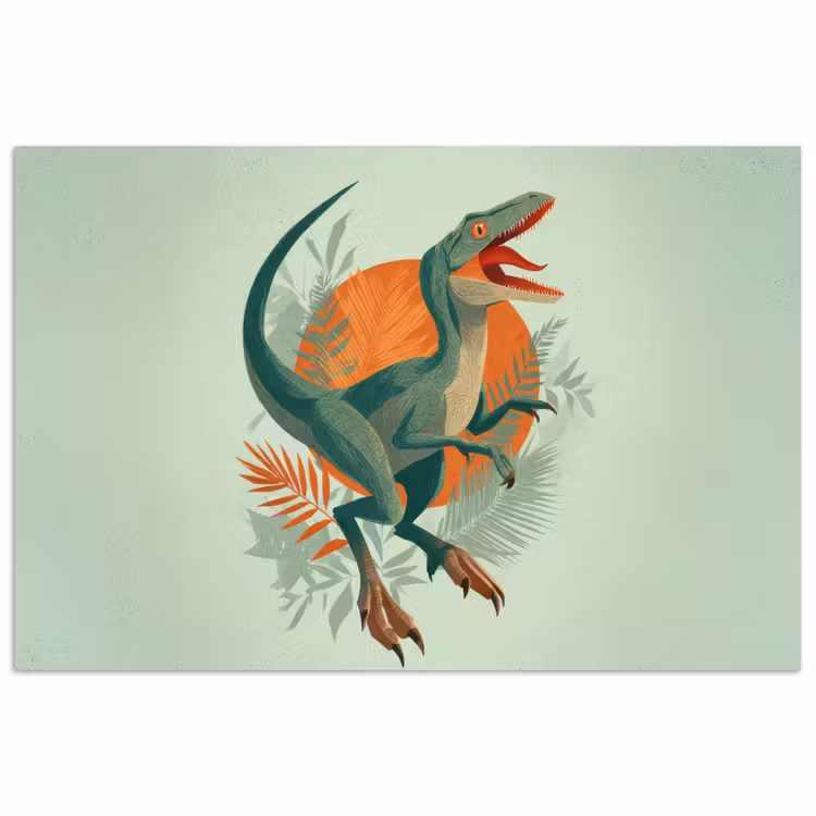Dino - Bladeren - Grafisch - Groen poster papier klein -3d