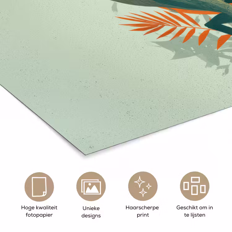 Dino - Bladeren - Grafisch - Groen poster papier klein -closeup_NL