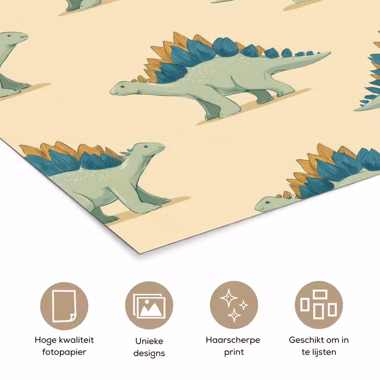 Dino - Patroon - Groen poster papier klein 62 -closeup_NL