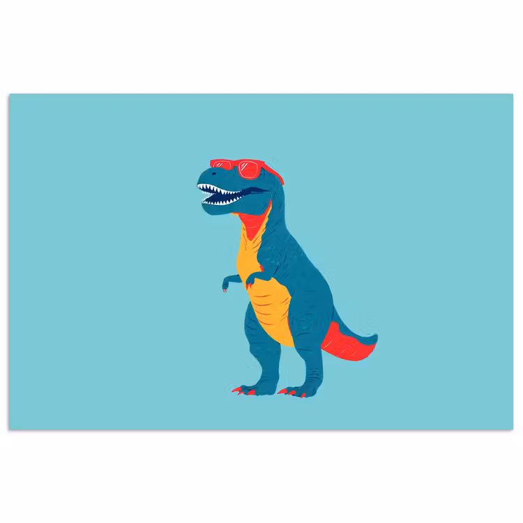 Dinosaurus - Blauw - Zonnebril poster papier klein -3d