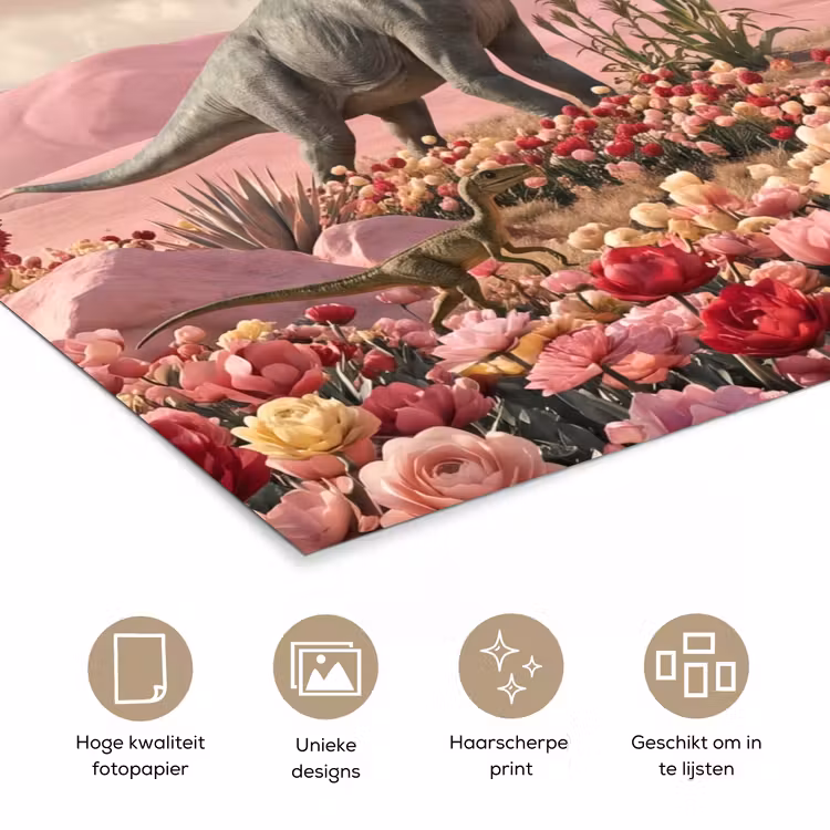 Poster - Dinosaurus - Roze - Landschap - Dinosaurus - Roze - Landschap poster papier klein