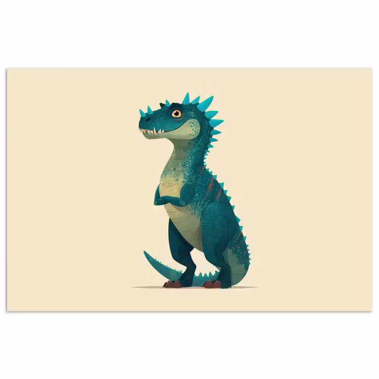 Dinosaurus - Turquoise - Stekels poster papier klein -3d