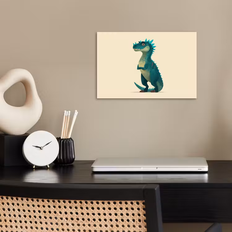 Dinosaurus - Turquoise - Stekels poster papier klein -sfeer1
