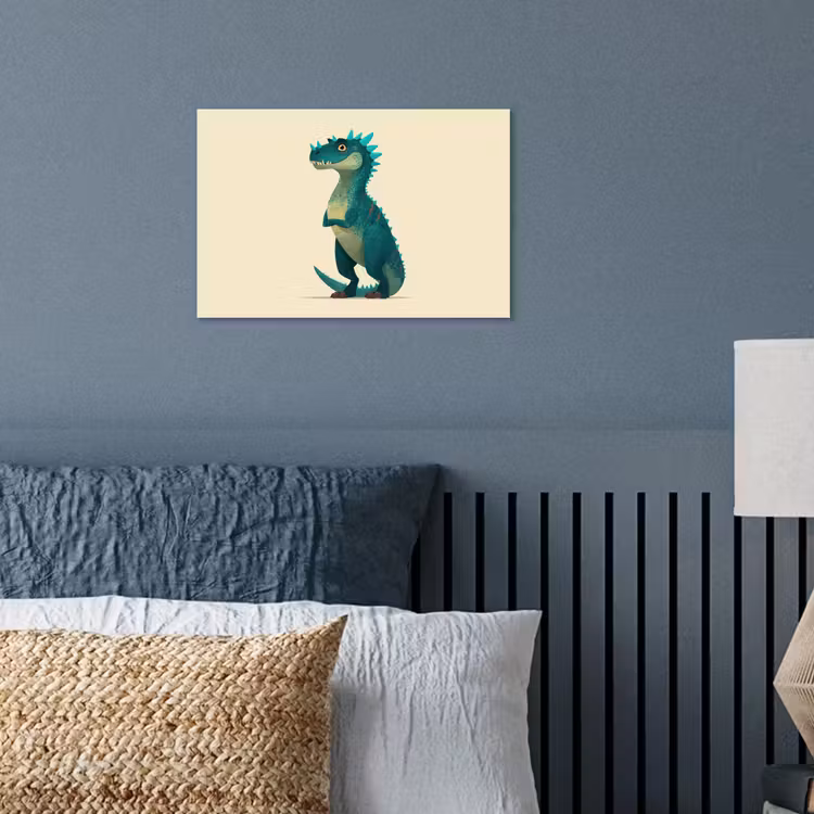 Dinosaurus - Turquoise - Stekels poster papier klein -sfeer2