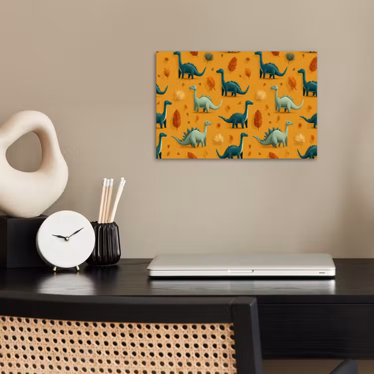 Dinosaurussen - Stekels - Herfstbladeren - Bruin poster papier klein -sfeer1