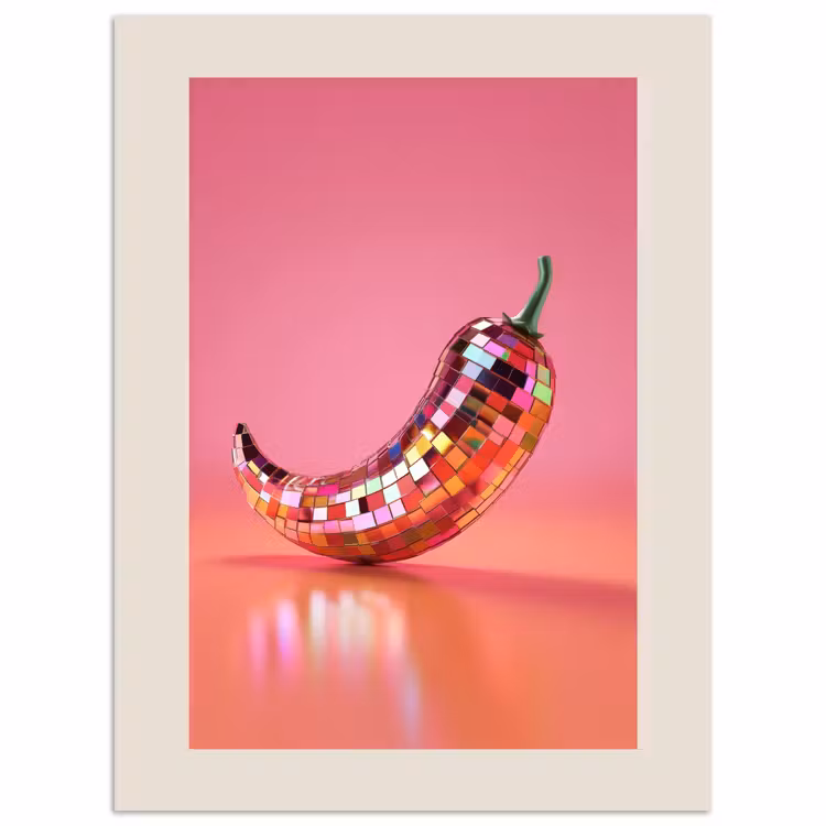 Disco - Peper - Roze poster papier klein -3d