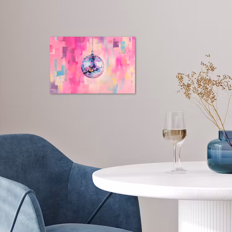 Discobal - Pink - Verf poster papier klein -sfeer3