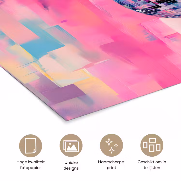 Discobal - Pink - Verf poster papier klein -closeup_NL