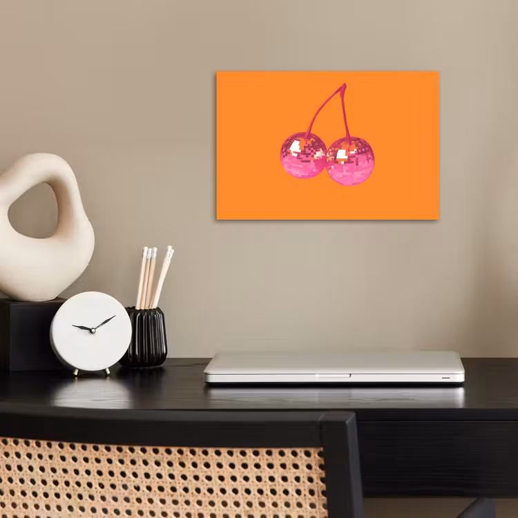 Discoballen - Kers - Spiegels - Roze poster papier klein -sfeer1