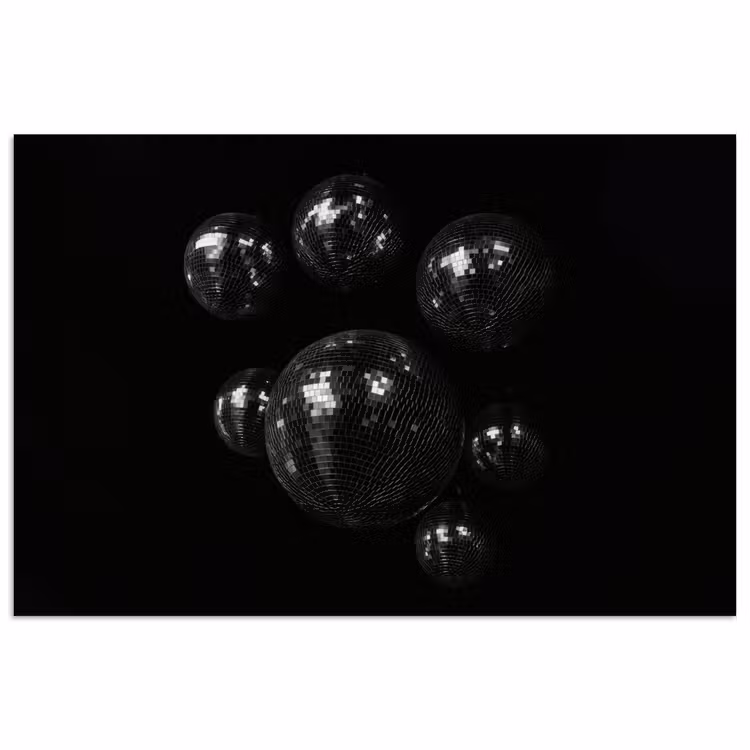 Discoballen - Minimalistisch - Zwart poster papier klein -3d