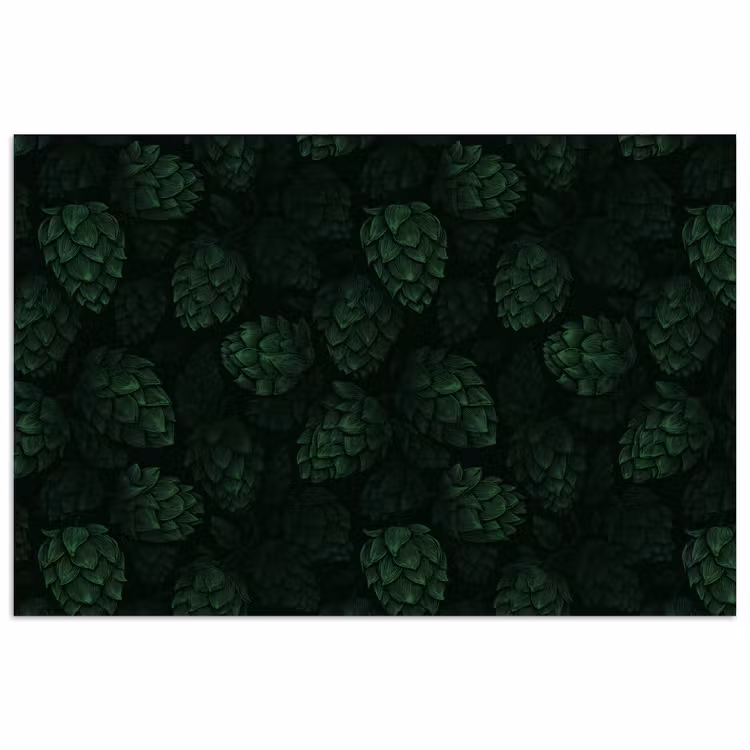 Donker - Groen - Hopbellen - Botanisch - Illustratie poster papier klein 62 -3d