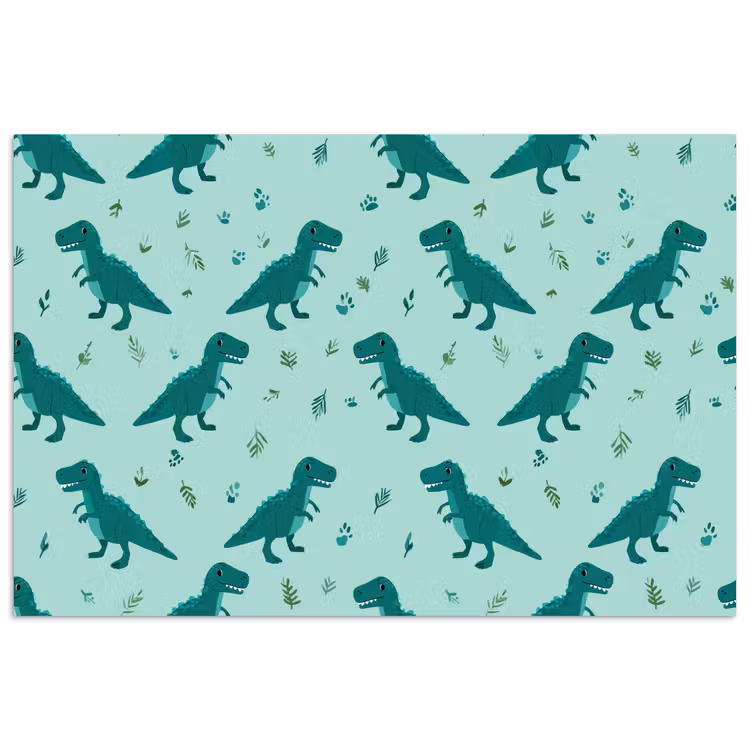 Donkergroen - Dinosaurussen - Afdrukken - Bladeren poster papier klein -3d
